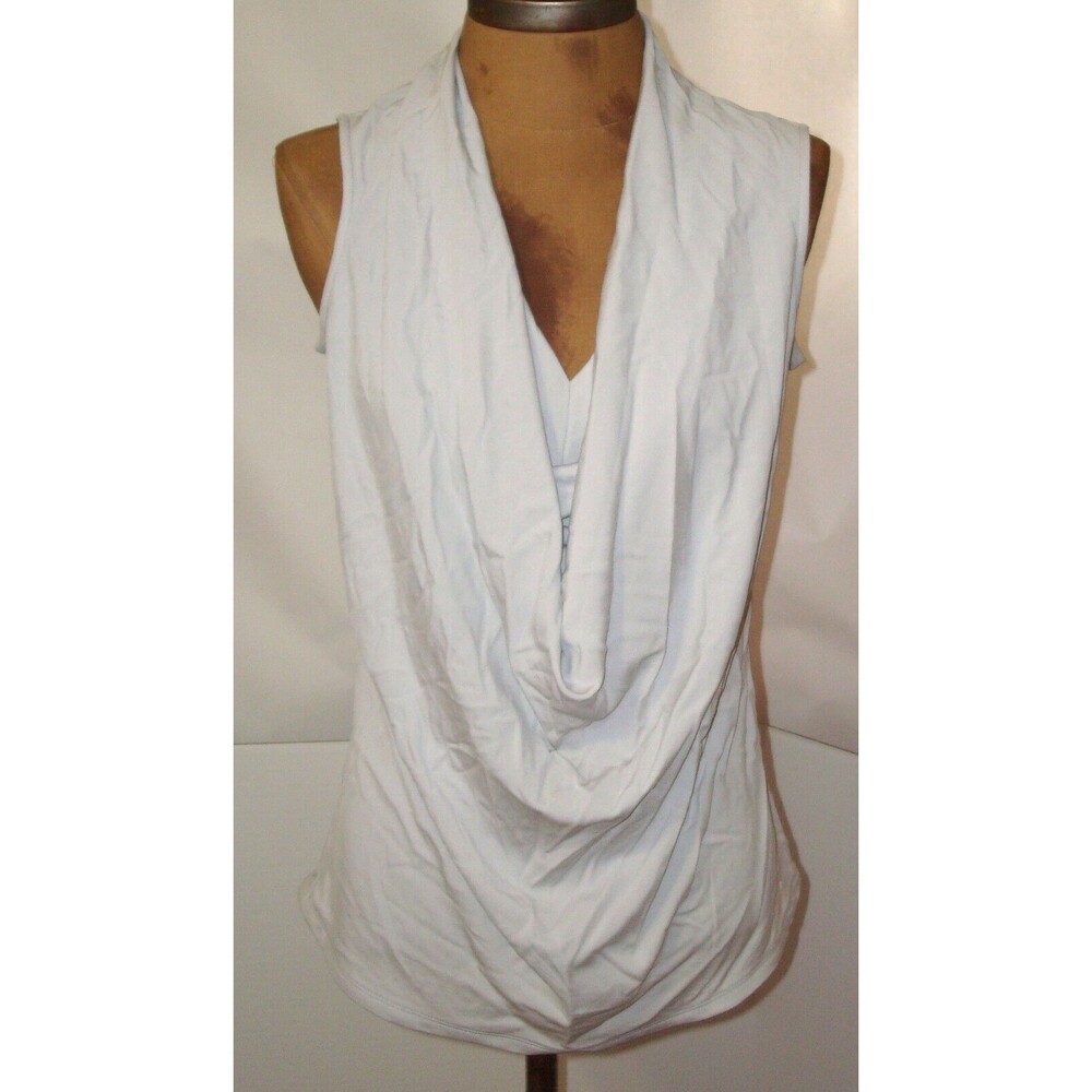 NWT New Designer Josie Natori Top Blouse Light Gray Womens S Cowl Sleeveless